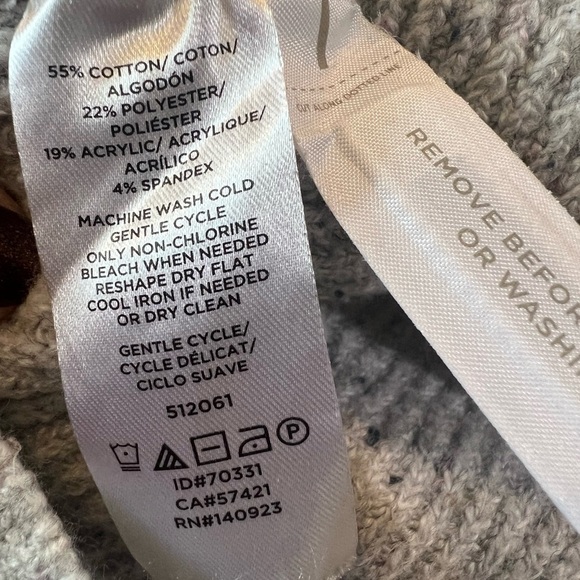 LOFT Speckled Lt Grey Crewneck Knee Length Sweater Dress with Tie Cuffs - Picture 12 of 14